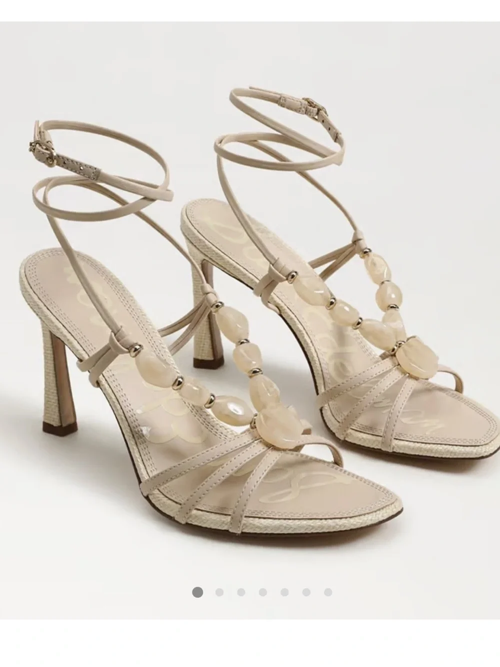 Sam Edelman Nude Beaded Strappy Heel Sandals